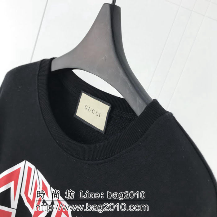 GUCCI古馳 18ss最新款 官網同步 幾何字母圖形印花 毛圈面料衛衣 情侶款 ydi1820